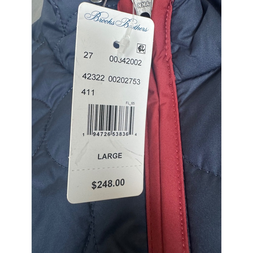 Brooks Brothers Mens Large Quilted Thermore Insulated Jacket Navy Blue Red NWT - Picture 10 of 16